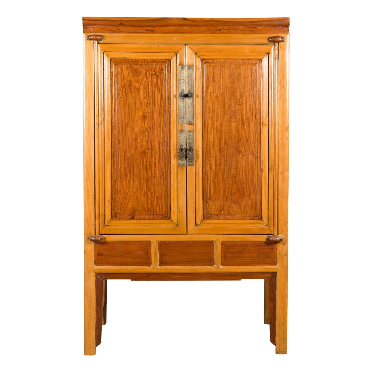 Chinese Qing Dynasty Ningbo Cypress and Rosewood Cabinet with Brass Hardware-1. Asian & Chinese Furniture, Art, Antiques, Vintage Home Décor for sale at FEA Home