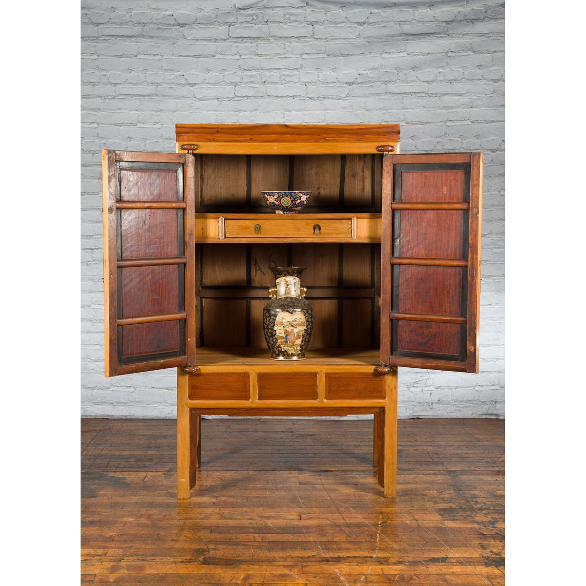 Chinese Qing Dynasty Ningbo Cypress and Rosewood Cabinet with Brass Hardware-12. Asian &amp; Chinese Furniture, Art, Antiques, Vintage Home Décor for sale at FEA Home