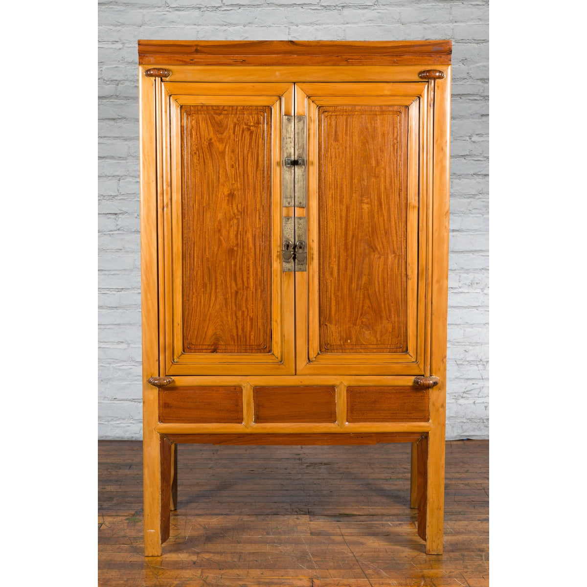 Chinese Qing Dynasty Ningbo Cypress and Rosewood Cabinet with Brass Hardware-2. Asian & Chinese Furniture, Art, Antiques, Vintage Home Décor for sale at FEA Home