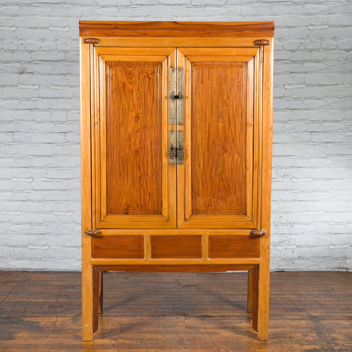 Chinese Qing Dynasty Ningbo Cypress and Rosewood Cabinet with Brass Hardware-3. Asian &amp; Chinese Furniture, Art, Antiques, Vintage Home Décor for sale at FEA Home