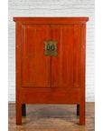 Chinese Red Lacquer Qing Dynasty Cabinet with Faint Hand-Painted Palace Scenes-2. Asian & Chinese Furniture, Art, Antiques, Vintage Home Décor for sale at FEA Home