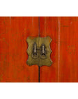 Chinese Red Lacquer Qing Dynasty Cabinet with Faint Hand-Painted Palace Scenes-4. Asian & Chinese Furniture, Art, Antiques, Vintage Home Décor for sale at FEA Home