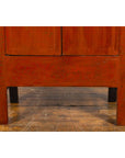 Chinese Red Lacquer Qing Dynasty Cabinet with Faint Hand-Painted Palace Scenes-5. Asian & Chinese Furniture, Art, Antiques, Vintage Home Décor for sale at FEA Home
