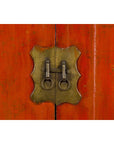 Chinese Red Lacquer Qing Dynasty Cabinet with Faint Hand-Painted Palace Scenes-6. Asian & Chinese Furniture, Art, Antiques, Vintage Home Décor for sale at FEA Home