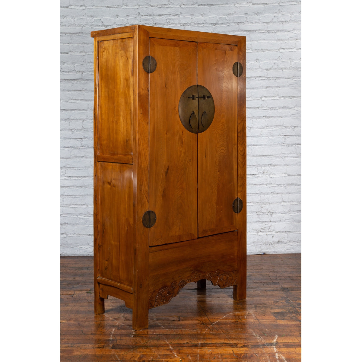 Chinese Qing Dynasty 19th Century Cabinet with Carved Apron and Bronze Hardware-11. Asian &amp; Chinese Furniture, Art, Antiques, Vintage Home Décor for sale at FEA Home