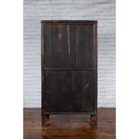 Chinese Qing Dynasty 19th Century Cabinet with Carved Apron and Bronze Hardware