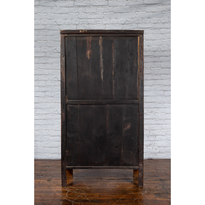 Chinese Qing Dynasty 19th Century Cabinet with Carved Apron and Bronze Hardware-YN2534-13. Asian & Chinese Furniture, Art, Antiques, Vintage Home Décor for sale at FEA Home