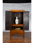 Chinese Qing Dynasty 19th Century Cabinet with Carved Apron and Bronze Hardware-4. Asian & Chinese Furniture, Art, Antiques, Vintage Home Décor for sale at FEA Home