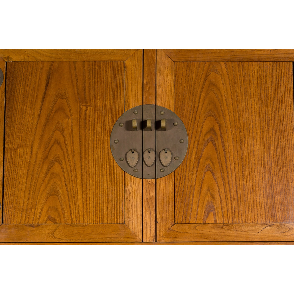 Large Chinese Qing Dynasty 1800s Oak Wood Compound Cabinet with Brass Medallions-10. Asian &amp; Chinese Furniture, Art, Antiques, Vintage Home Décor for sale at FEA Home