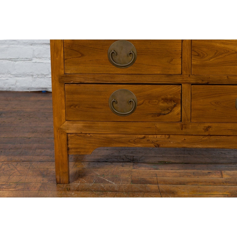 Large Chinese Qing Dynasty 1800s Oak Wood Compound Cabinet with Brass Medallions - Antique Chinese and Vintage Asian Furniture for Sale at FEA Home