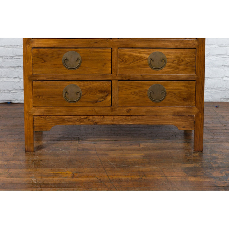 Large Chinese Qing Dynasty 1800s Oak Wood Compound Cabinet with Brass Medallions - Antique Chinese and Vintage Asian Furniture for Sale at FEA Home