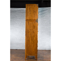 Large Chinese Qing Dynasty 1800s Oak Wood Compound Cabinet with Brass Medallions