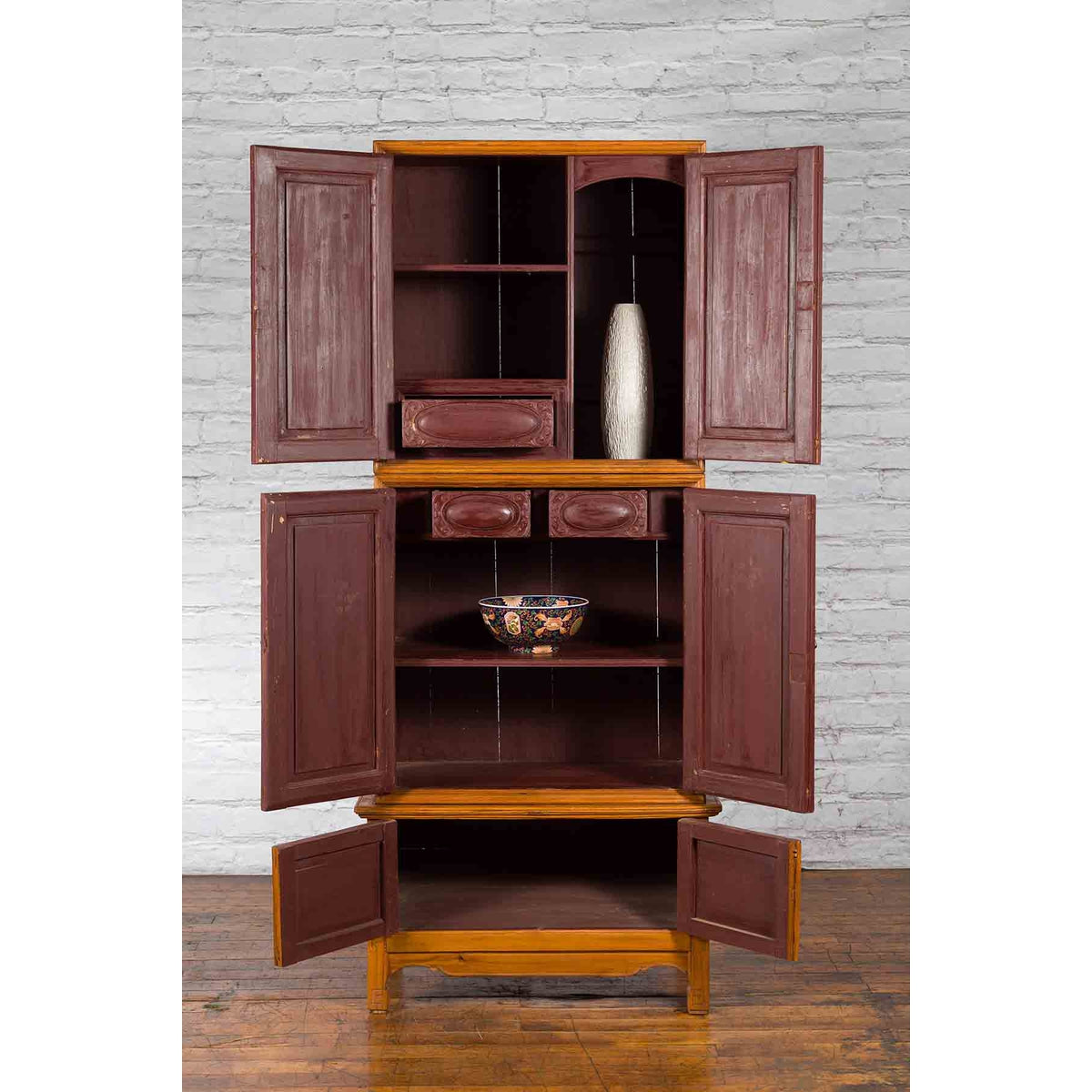 Tall Chinese 19th Century Qing Dynasty Wooden Cabinet with Chinoiserie Panels-12. Asian &amp; Chinese Furniture, Art, Antiques, Vintage Home Décor for sale at FEA Home