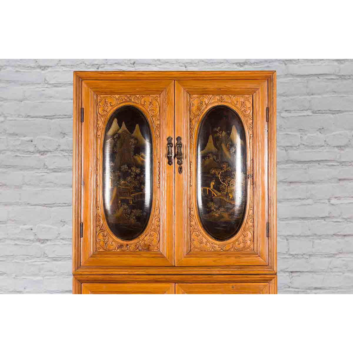 Tall Chinese 19th Century Qing Dynasty Wooden Cabinet with Chinoiserie Panels-3. Asian &amp; Chinese Furniture, Art, Antiques, Vintage Home Décor for sale at FEA Home