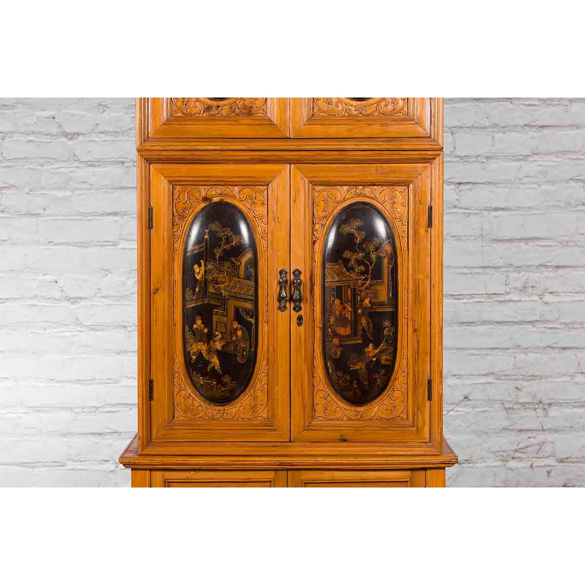 Tall Chinese 19th Century Qing Dynasty Wooden Cabinet with Chinoiserie Panels-4. Asian &amp; Chinese Furniture, Art, Antiques, Vintage Home Décor for sale at FEA Home