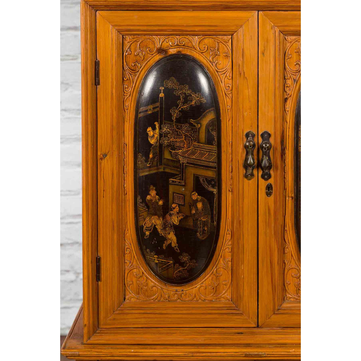 Tall Chinese 19th Century Qing Dynasty Wooden Cabinet with Chinoiserie Panels-8. Asian &amp; Chinese Furniture, Art, Antiques, Vintage Home Décor for sale at FEA Home