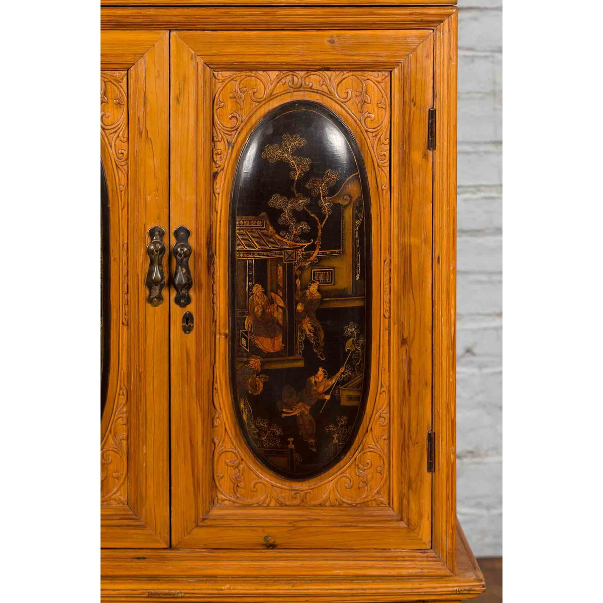 Tall Chinese 19th Century Qing Dynasty Wooden Cabinet with Chinoiserie Panels-9. Asian &amp; Chinese Furniture, Art, Antiques, Vintage Home Décor for sale at FEA Home