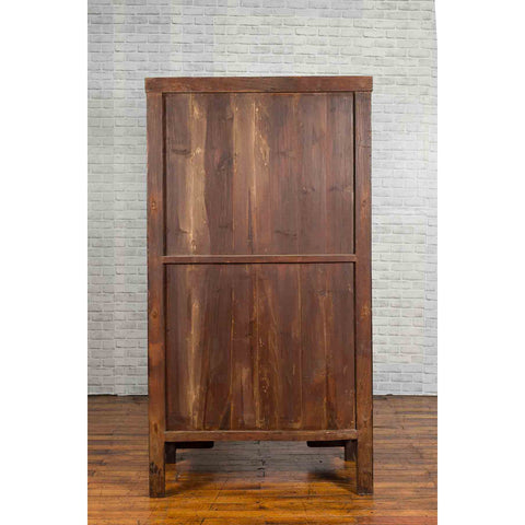 Chinese Qing Dynasty Period 19th Century Brown Cabinet with Carved Apron-YN2564-12. Asian & Chinese Furniture, Art, Antiques, Vintage Home Décor for sale at FEA Home