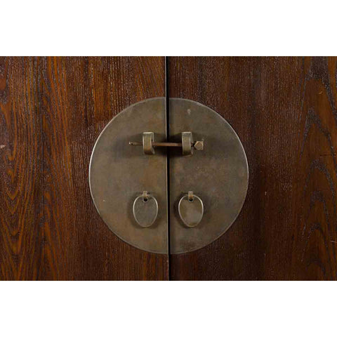 Chinese Qing Dynasty Period 19th Century Brown Cabinet with Carved Apron-YN2564-10. Asian & Chinese Furniture, Art, Antiques, Vintage Home Décor for sale at FEA Home