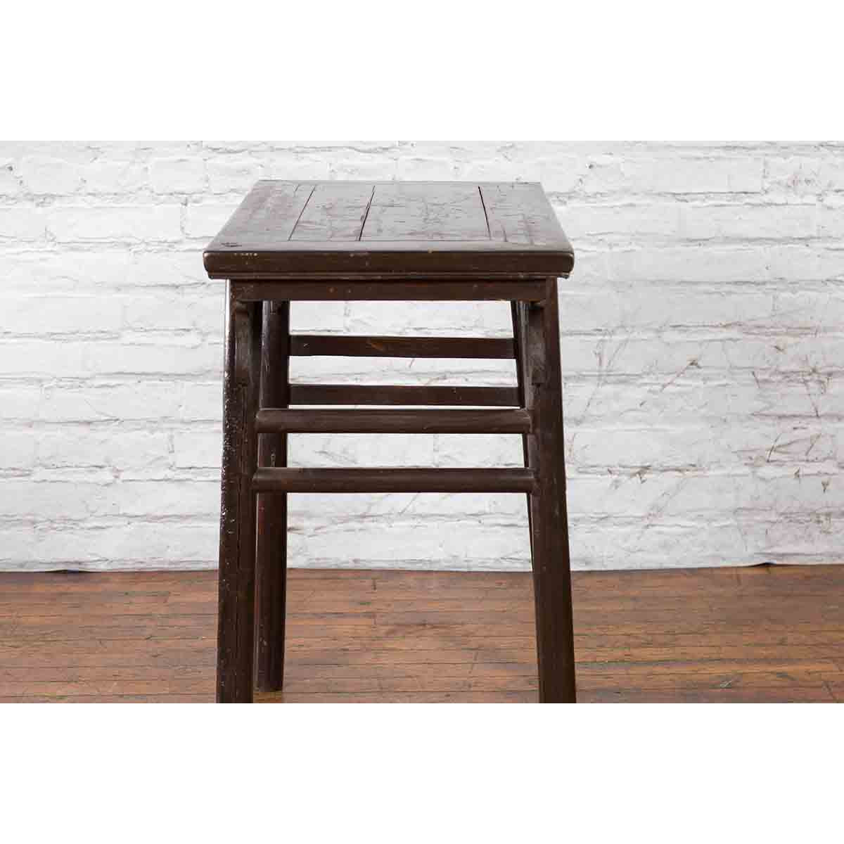 Chinese Early 20th Century Dark Lacquer Wine Console Table with Carved Apron-10. Asian &amp; Chinese Furniture, Art, Antiques, Vintage Home Décor for sale at FEA Home