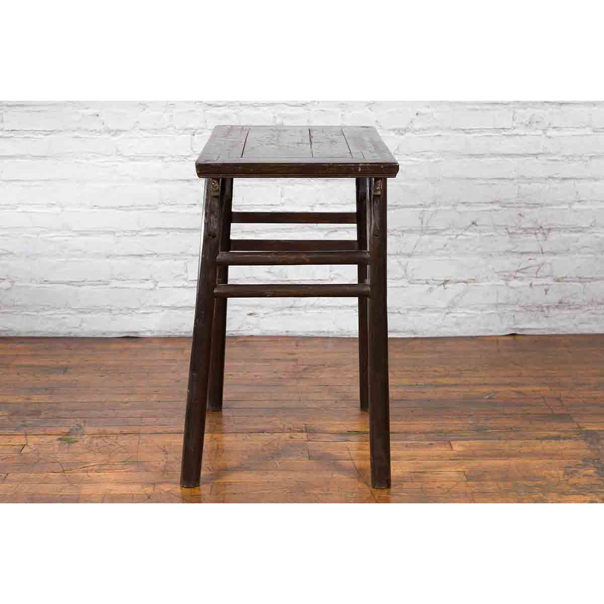 Chinese Early 20th Century Dark Lacquer Wine Console Table with Carved Apron-12. Asian &amp; Chinese Furniture, Art, Antiques, Vintage Home Décor for sale at FEA Home