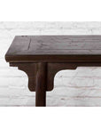 Chinese Early 20th Century Dark Lacquer Wine Console Table with Carved Apron-16. Asian & Chinese Furniture, Art, Antiques, Vintage Home Décor for sale at FEA Home