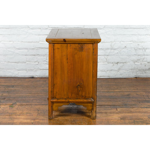 Chinese Early 20th Century Natural Lacquer Side Table with Brass Hardware-16. Asian & Chinese Furniture, Art, Antiques, Vintage Home Décor for sale at FEA Home