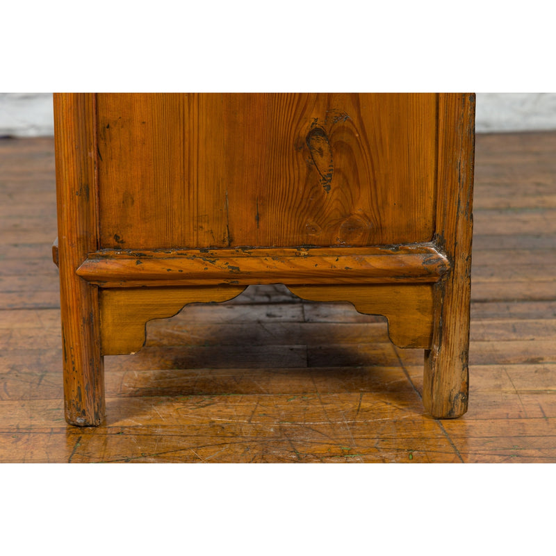 Chinese Early 20th Century Natural Lacquer Side Table with Brass Hardware - Antique Chinese and Vintage Asian Furniture for Sale at FEA Home