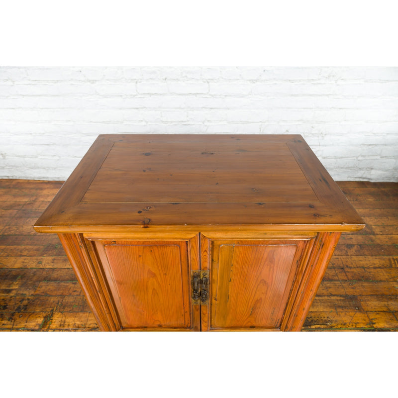 Chinese Early 20th Century Natural Lacquer Side Table with Brass Hardware-3. Asian & Chinese Furniture, Art, Antiques, Vintage Home Décor for sale at FEA Home