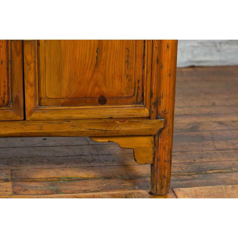 Chinese Early 20th Century Natural Lacquer Side Table with Brass Hardware-7. Asian & Chinese Furniture, Art, Antiques, Vintage Home Décor for sale at FEA Home