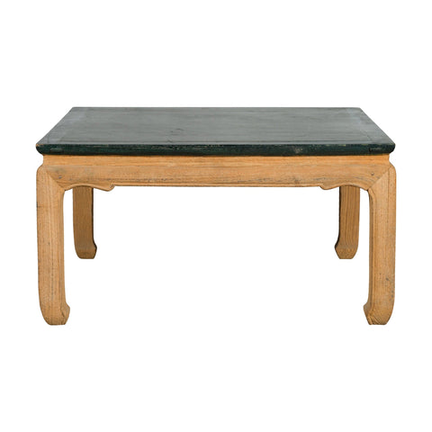 Ming Dynasty Style Coffee Table with Green Lacquer Top and Natural Patina - Antique Chinese and Vintage Asian Furniture for Sale at FEA Home