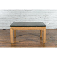 Ming Dynasty Style Coffee Table with Green Lacquer Top and Natural Patina