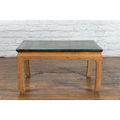 Ming Dynasty Style Coffee Table with Green Lacquer Top and Natural Patina - Antique Chinese and Vintage Asian Furniture for Sale at FEA Home