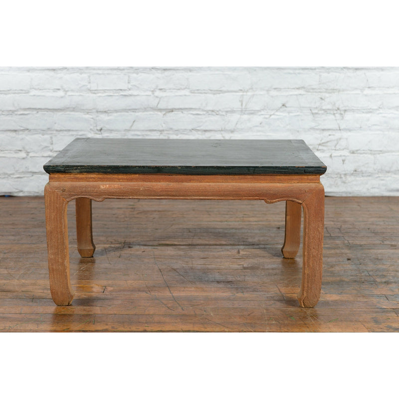Ming Dynasty Style Coffee Table with Green Lacquer Top and Natural Patina - Antique Chinese and Vintage Asian Furniture for Sale at FEA Home