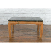 Ming Dynasty Style Coffee Table with Green Lacquer Top and Natural Patina