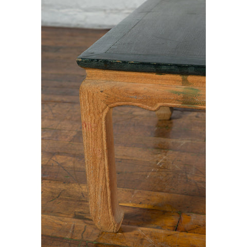 Ming Dynasty Style Coffee Table with Green Lacquer Top and Natural Patina - Antique Chinese and Vintage Asian Furniture for Sale at FEA Home