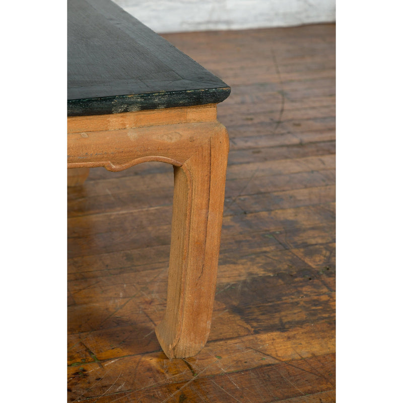 Ming Dynasty Style Coffee Table with Green Lacquer Top and Natural Patina - Antique Chinese and Vintage Asian Furniture for Sale at FEA Home