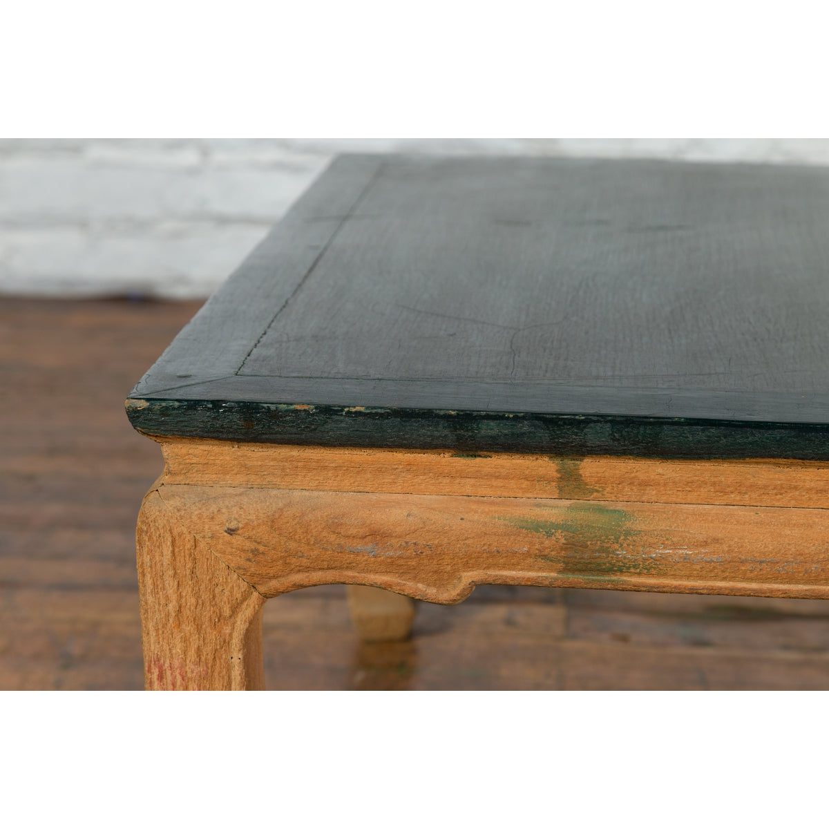 Ming Dynasty Style Coffee Table with Green Lacquer Top and Natural Patina-8. Asian &amp; Chinese Furniture, Art, Antiques, Vintage Home Décor for sale at FEA Home