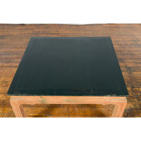 Ming Dynasty Style Coffee Table with Green Lacquer Top and Natural Patina