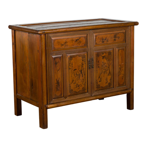 Chinese Early 20th Century Cabinet with Chinoiserie Décor, Doors and Drawers-YN2619-1. Asian & Chinese Furniture, Art, Antiques, Vintage Home Décor for sale at FEA Home