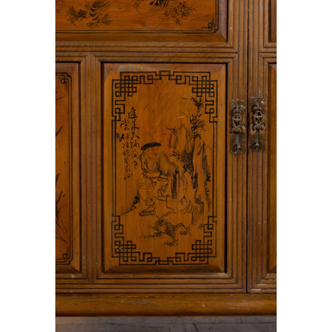 Chinese Early 20th Century Cabinet with Chinoiserie Décor, Doors and Drawers-YN2619-10. Asian & Chinese Furniture, Art, Antiques, Vintage Home Décor for sale at FEA Home