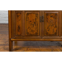 Chinese Early 20th Century Cabinet with Chinoiserie Décor, Doors and Drawers