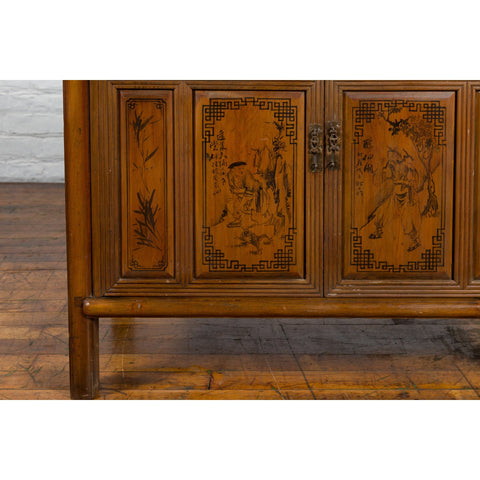 Chinese Early 20th Century Cabinet with Chinoiserie Décor, Doors and Drawers-YN2619-7. Asian & Chinese Furniture, Art, Antiques, Vintage Home Décor for sale at FEA Home