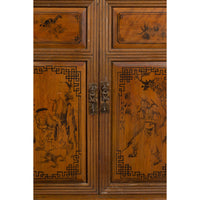 Chinese Early 20th Century Cabinet with Chinoiserie Décor, Doors and Drawers