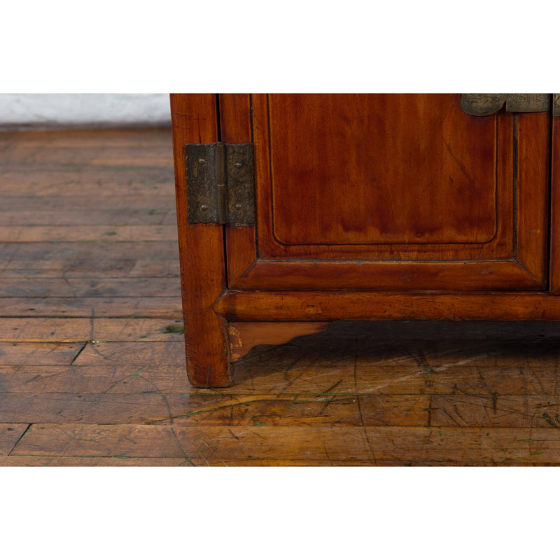 Antique Chinese Side Cabinet with Carved Panels, Gilt Accents and Hidden Drawers-YN2621-12. Asian & Chinese Furniture, Art, Antiques, Vintage Home Décor for sale at FEA Home