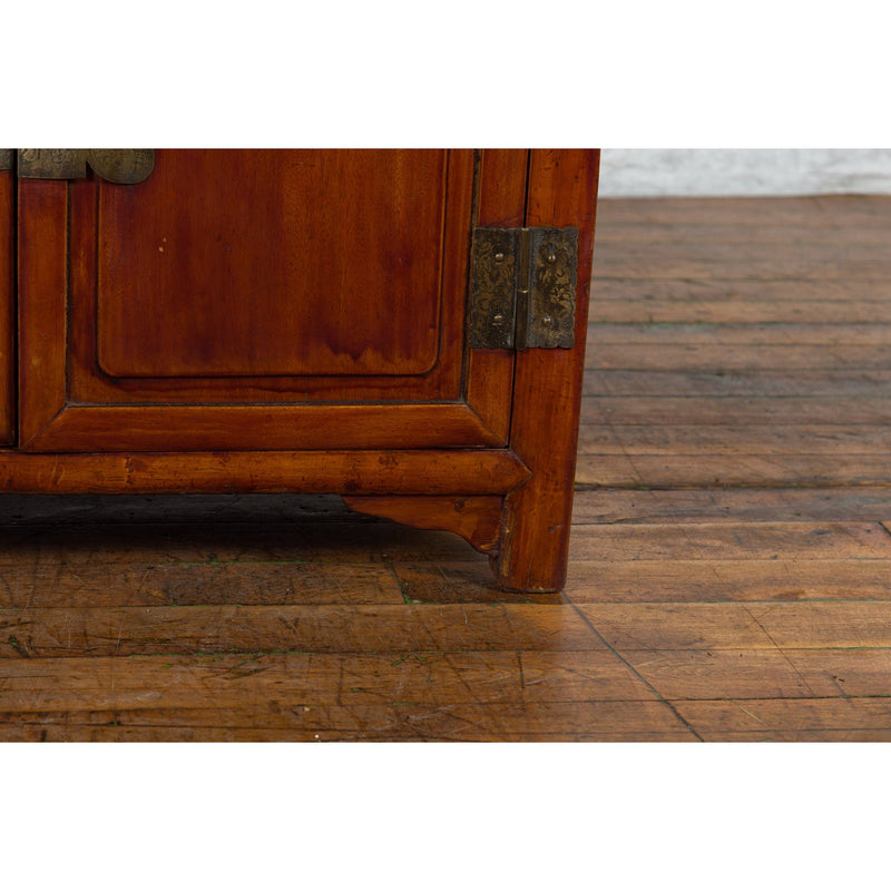 Antique Chinese Side Cabinet with Carved Panels, Gilt Accents and Hidden Drawers-YN2621-13. Asian & Chinese Furniture, Art, Antiques, Vintage Home Décor for sale at FEA Home