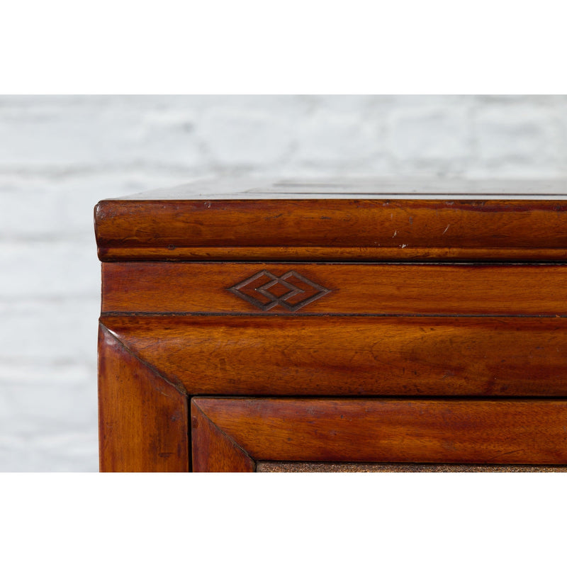 Antique Chinese Side Cabinet with Carved Panels, Gilt Accents and Hidden Drawers-YN2621-15. Asian & Chinese Furniture, Art, Antiques, Vintage Home Décor for sale at FEA Home