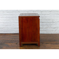 Antique Chinese Side Cabinet with Carved Panels, Gilt Accents and Hidden Drawers