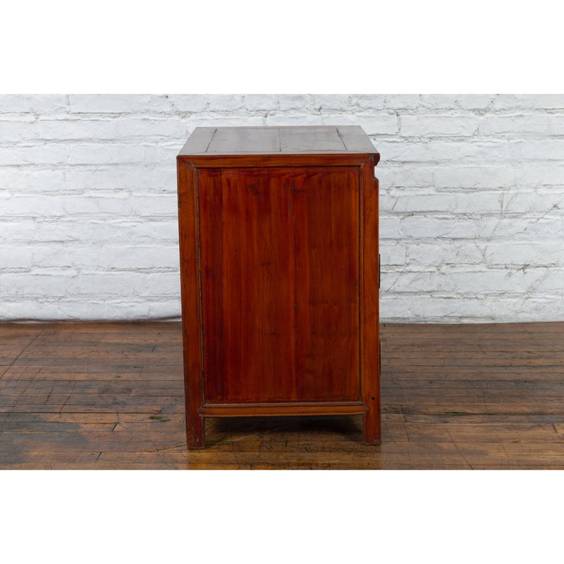 Antique Chinese Side Cabinet with Carved Panels, Gilt Accents and Hidden Drawers-YN2621-17. Asian & Chinese Furniture, Art, Antiques, Vintage Home Décor for sale at FEA Home