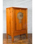 Large Chinese Qing Dynasty 19th Century Elmwood Armoire with Medallion Hardware-14. Asian & Chinese Furniture, Art, Antiques, Vintage Home Décor for sale at FEA Home